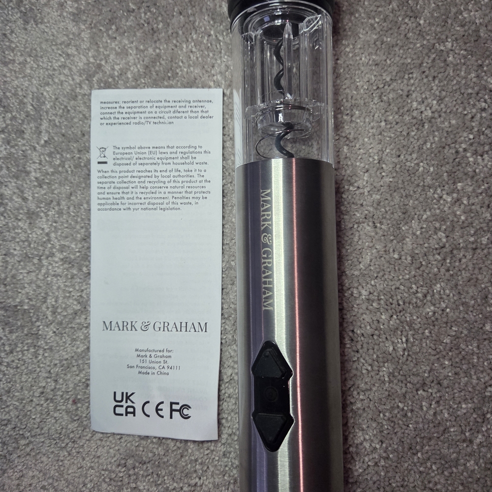 Mark & Graham Silver Electric Corkscrew